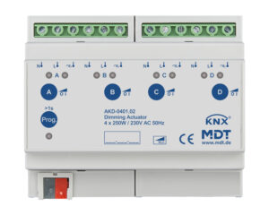 MDT technologies Dimmaktor 4-fach 6TE REG 250W, 230VAC AKD-0401.02 – Bild 1