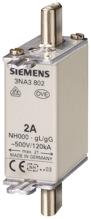 Siemens NH-Sicherungseinsatz G000 10A 500AC/250DC 3NA3803 – Bild 1
