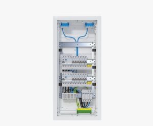 Hager VH48BV1 Kleinv.,volta,HWV,4x12PLE,IP30,bestückt u. verdrahtet,2 FI-Kreise,Üb – Bild 1