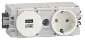 Hager GS16009016 Steckdose 1-fach mit USB-Charger A+C 15W Wago Winsta C-Profil ver – Bild 1