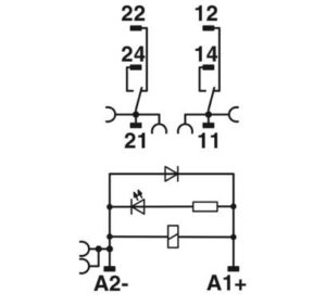 Phoenix Contact Relaismodul 24V DC, 2 Wechsler RIF1RPTLDP-24DC/2X21 – Bild 1