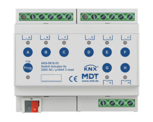 MDT technologies Schaltaktor 8-fach 6TE REG, 16A, 230VAC AKS-0816.03 – Bild 1