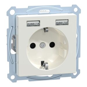Merten SCHUKO-Steckdose mit USB Ladegerät polarweiß MEG2366-0319 – Bild 1