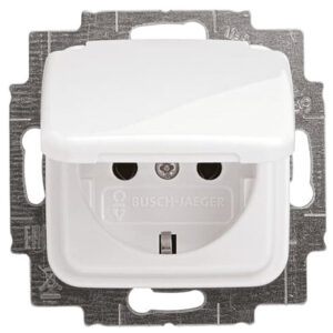 Busch-Jaeger Steckdosen-Einsatz alpinweiß mit Klappdeckel 20 EUK-214 – Bild 1