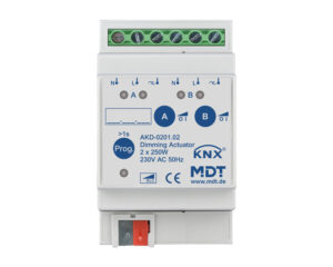 MDT technologies Dimmaktor 2-fach 3TE REG 250W, 230VAC AKD-0201.02 – Bild 1
