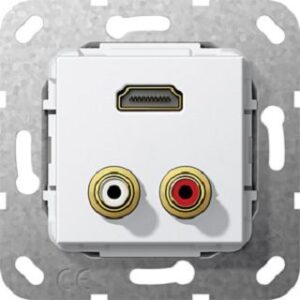 Gira HDMI Cinch Audio Kabelpeitsche Einsatz Reinweiss 567403 – Bild 1