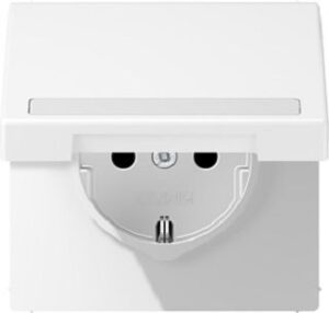 Jung SCHUKO Steckdose, 16 A 250 V ~, mit Schriftfeld, Berührungsschutz, Klappdec LS1520BFNAKLWWM – Bild 1