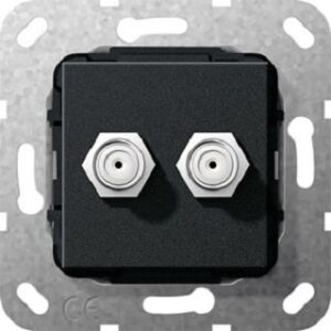 Gira SAT F Buchse 2-fach Gender Changer Einsatz Schwarz matt 565110 – Bild 1