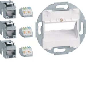 Hager Anschluss Modul 3x RJ45, Cat.6a, fü r Zentralscheibe UAE 3-fach, hfr GMRJ453 – Bild 1