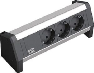 Bachmann DESK Steckdoseneinheit 3xSchuko 270mm 35° GST18 schwarz Alu elox. 902.0048 – Bild 1