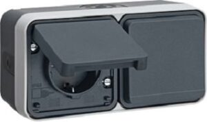 Berker Steckdose SCHUKO 2-fach waagerecht Klappdeckel W.1 grau 47753545 – Bild 1