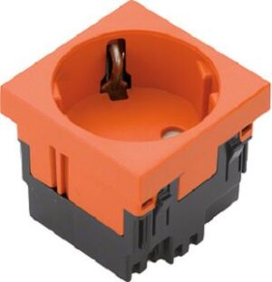 Hager Schuko-Steckdose 1-fach Rastec 45 2-polig reinorange ESR1332004 – Bild 1