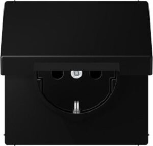 Jung SCHUKO Steckdose, 16 A 250 V ~, ohn e Krallen, Klappdeckel, Serie LS, graphi LS1521KLSWM – Bild 1