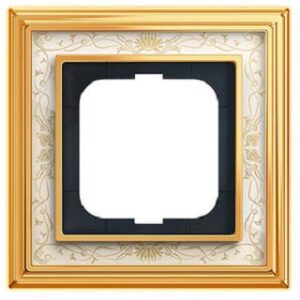 Busch-Jaeger Rahmen 1-fach Messing poliert Dekor elfenb.weiss 1721-836 – Bild 1