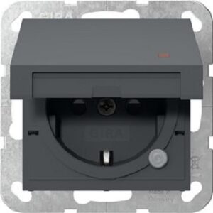 Gira SCHUKO-Steckdose KD Kontroll+SH System 55 Anthrazit 455228 – Bild 1