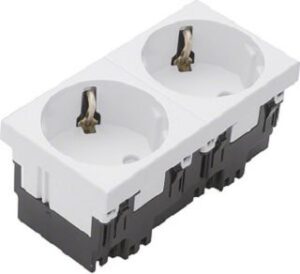 Hager Schuko-Steckdose 2-fach Rastec 45 2-polig reinweiss ESR2339010 – Bild 1