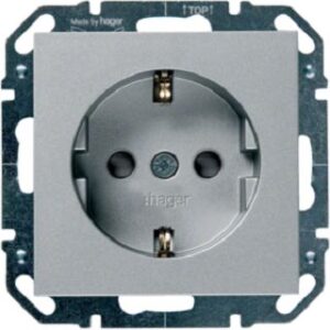 Hager Steckd. m. Berührungsschutz silber WYS406 – Bild 1