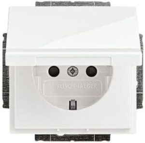 Busch-Jaeger SCHUKO Steckdose mit Klappdeckel solo studioweiss 20EUKBR-84 – Bild 1