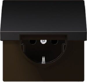 Jung SCHUKO Steckdose, 16 A 250 V ~, ohn e Krallen, Klappdeckel, Serie LS, dark ( AL1520NKLD – Bild 1