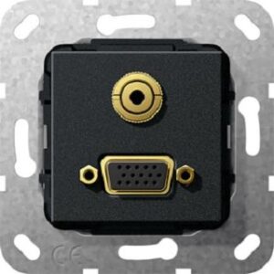 Gira VGA Miniklinke Kabelpeitsche Einsatz Schwarz matt 565910 – Bild 1