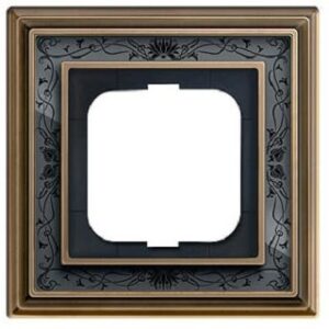 Busch-Jaeger Rahmen 1-fach Messing antik Dekor anthrazit 1721-843 – Bild 1