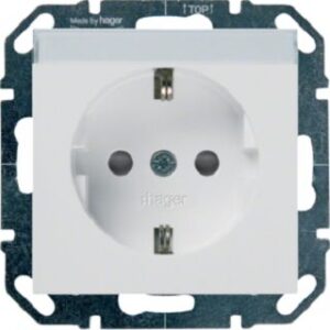 Hager Steckdose mit Beschriftung und Berührungsschutz brillantweiss WYS440 – Bild 1
