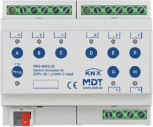 MDT Schaltaktor 8-fach REG 230VAC C-Last Standard 140µF 6TE AKS-0810.03 – Bild 1