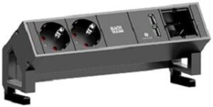 Bachmann Steckdoseneinheit DESK2 2xSchuko 1x USB Charger 1xABD Strom 0,2m GST18 902.428 – Bild 1