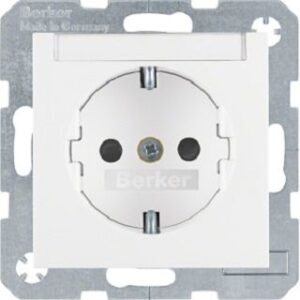 Berker Schuko-Steckdose polarweiß + Beschriftungsfeld 47491909 – Bild 1