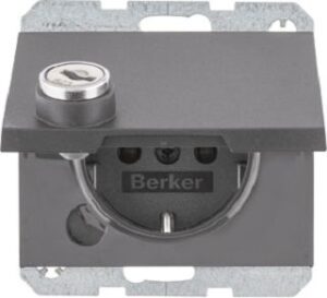 Berker SCHUKO-Steckdose anth/mt Steckklemme, Schloss 47637006 – Bild 1