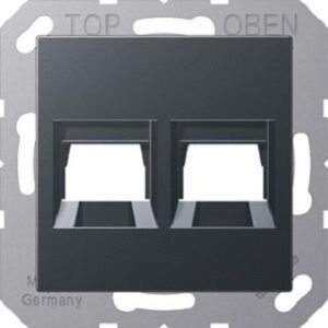 Jung Abdeckung für Modular-Jack-Steckbuc hsen, Serie A, anthrazit matt A1569-2WEANM – Bild 1