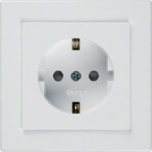 Hager Steckd. m. integr. Rahmen und Berührungsschutz brillantweiss WYS410 – Bild 1