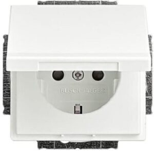 Busch-Jaeger SCHUKO Steckdose mit Klappdeckel future linear studioweiss matt 20EUKBR-884 – Bild 1