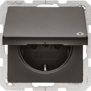 Berker SCHUKO-Steckdose anthrazit samt mit Klappdeckel 47516066 – Bild 1