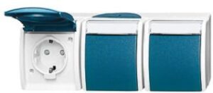 Busch-Jaeger Steckdose 3-fach waagerecht ocean mit erhöhtem Berührungsschutz 2300/3EBW-53 – Bild 1