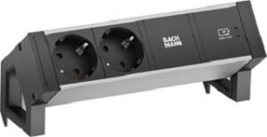 Bachmann DESK2 ALU BLACK 2xCEE7/3 1xUSBC 30W 937.302 – Bild 1