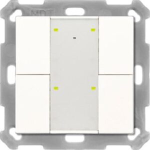 MDT Funk Taster 4-fach KNX RF+ mit Aktor LED reinweiß glänzend RF-TA55A4.01 – Bild 1