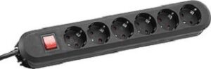 Bachmann Tischsteckdose 6-fach schwarz l=1,5m erhöhter Berührungsschutz mit Schalter 381.150K – Bild 1