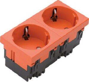 Hager Schuko-Steckdose 2-fach Rastec 45 2-polig reinorange ESR2332004 – Bild 1
