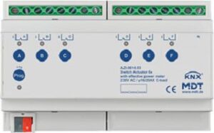 MDT Schaltaktor 6-fach, 8TE, REG 16/20A 230 V AC, mit Wirkleistungszähler, 200 µ AZI-0616.03 – Bild 1