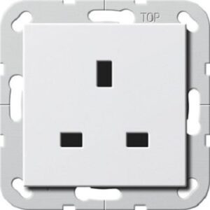 Gira Steckdose 13A mit Beschriftungsfeld System 55 reinweiss erhöhter Berührungsschutz 277603 – Bild 1