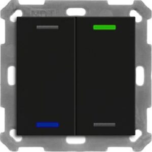 MDT KNX Taster Light 55 2-fach, RGBW, Temperatursensor, Schwarz matt, Ne BE-TAL55T206.01 – Bild 1
