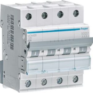 Hager Leitungsschutzschalter C20A 6kA 4-polig 230/400V C-Charakter. MCN420 – Bild 1