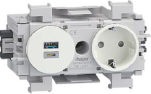 Hager Steckdose 1f. + USB A/C Wago Front  vw GS16019016 – Bild 1