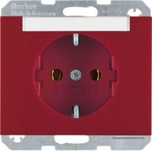 Berker SCHUKO-Steckdose rot mit Beschriftungsfeld 47397015 – Bild 1