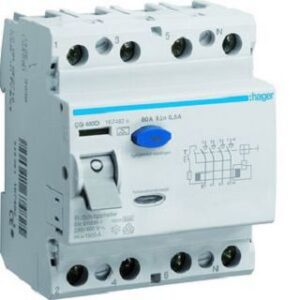 Hager FI-Schutzschalter 80A Typ A 4-polig 500mA 400V CG480D – Bild 1