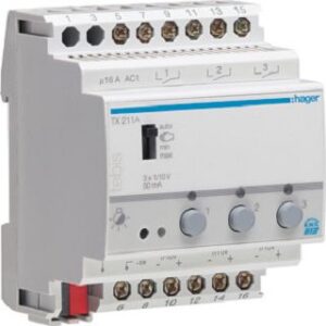 Hager Schalt-/Dimmaktor 3-fach tebis KNX 1-10V TX211A – Bild 1