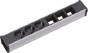 Bachmann Steckdoseneinheit 3xSchuko CONI 35° 3xleer 0,1m-Zul. GST18 Alu 912.006 – Bild 1