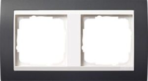 Gira Abdeckrahmen 2-fach Event anthrazit für Einsatz reinweiß 0212328 – Bild 1