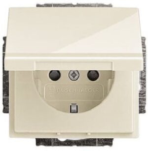 Busch-Jaeger SCHUKO Steckdose mit Klappdeckel solo elfenbeinweiss 20EUKBR-82 – Bild 1